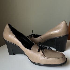 Arche Wedge Lace Accent # 0330305582 Tan Leather Upper Cushioned Black Us 8.5